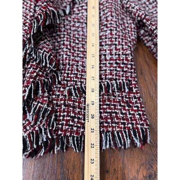 Whitehouse Black Market 14  Red Black Tweed Fringe Jacket Professional Blazer - Picture 9 of 12